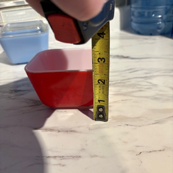 Vintage Pyrex Delphite Blue Fridge Primary Red Fridgie - Picture 11 of 16